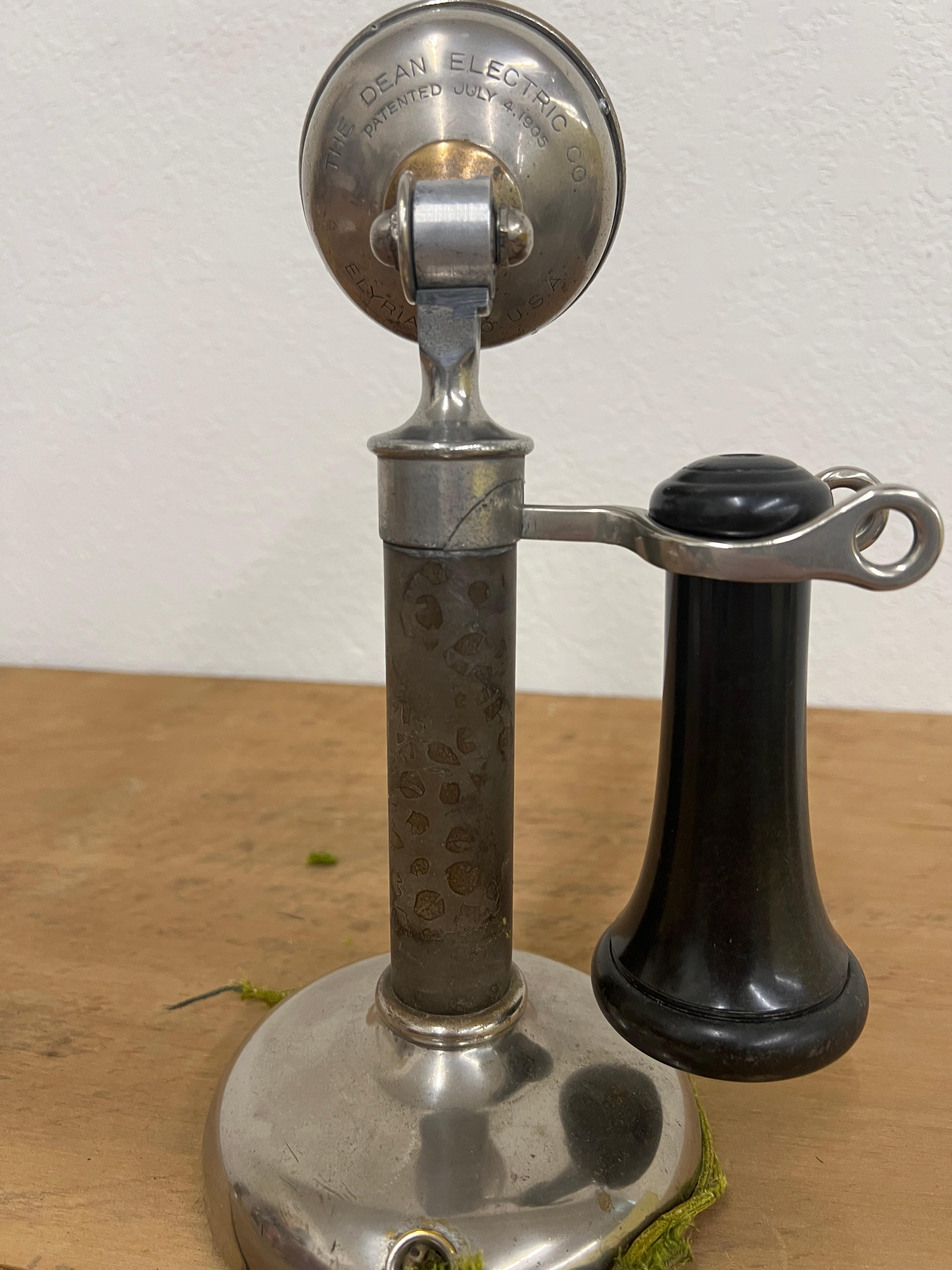 Dean Electric early 1900s nickel candlestick telephone
