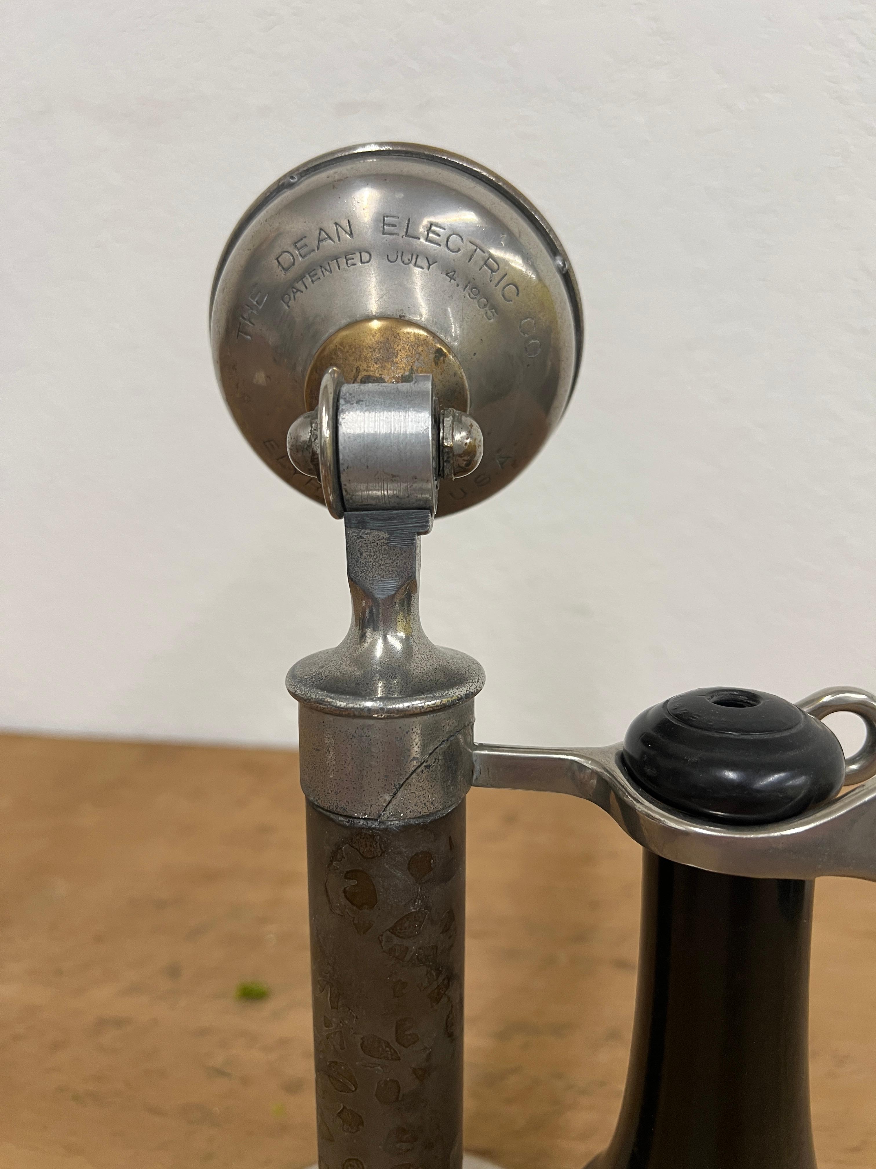 Dean Electric early 1900s nickel candlestick telephone
