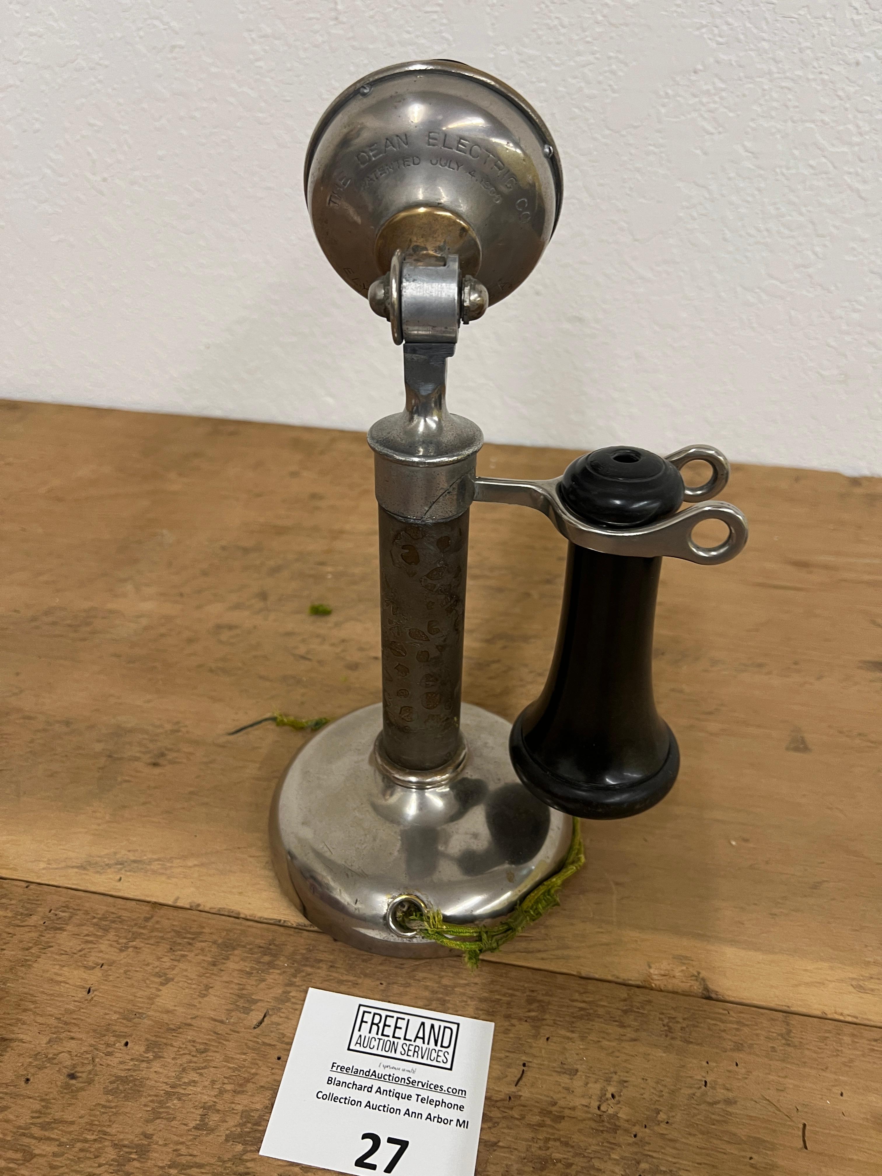 Dean Electric early 1900s nickel candlestick telephone