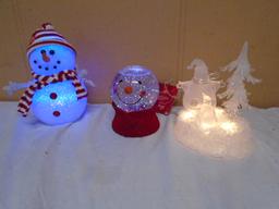 3pc Lighted Snowman Group
