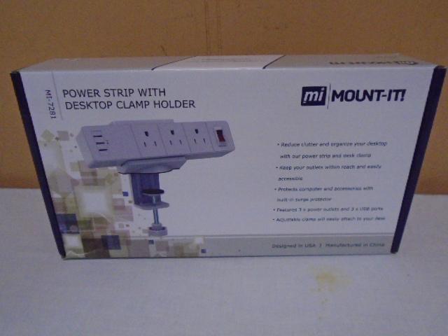 Mount It Power Strip w/Clamp Holder