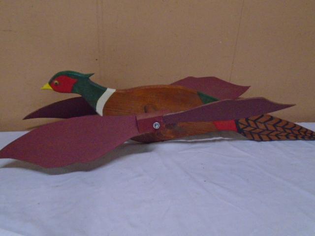 Hand Made & Painted Pheasant Whirly Gig
