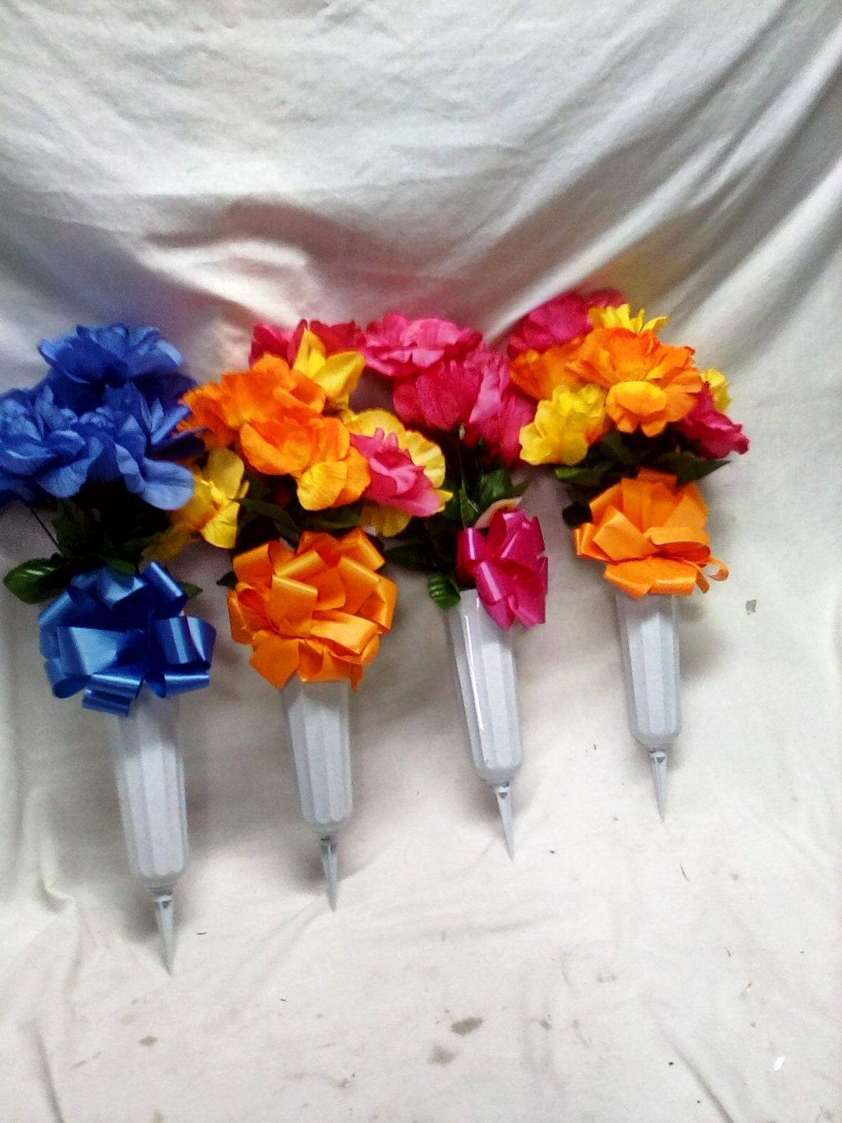 Qty. 4 Stake Bouquets Artificial Flowers