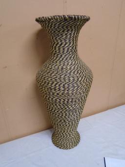 Large Metal Frame Wicker Vase
