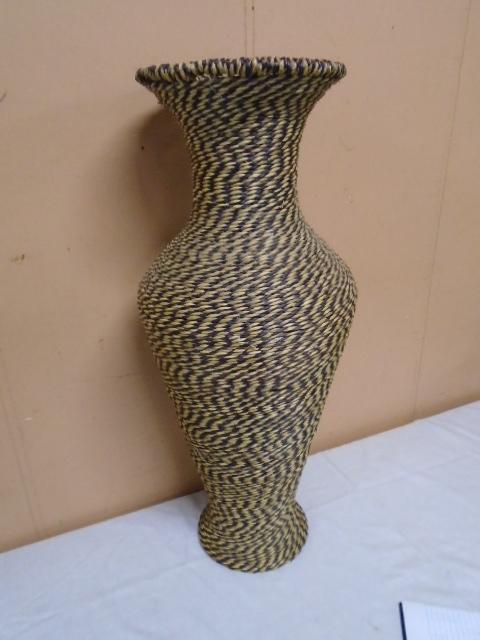 Large Metal Frame Wicker Vase