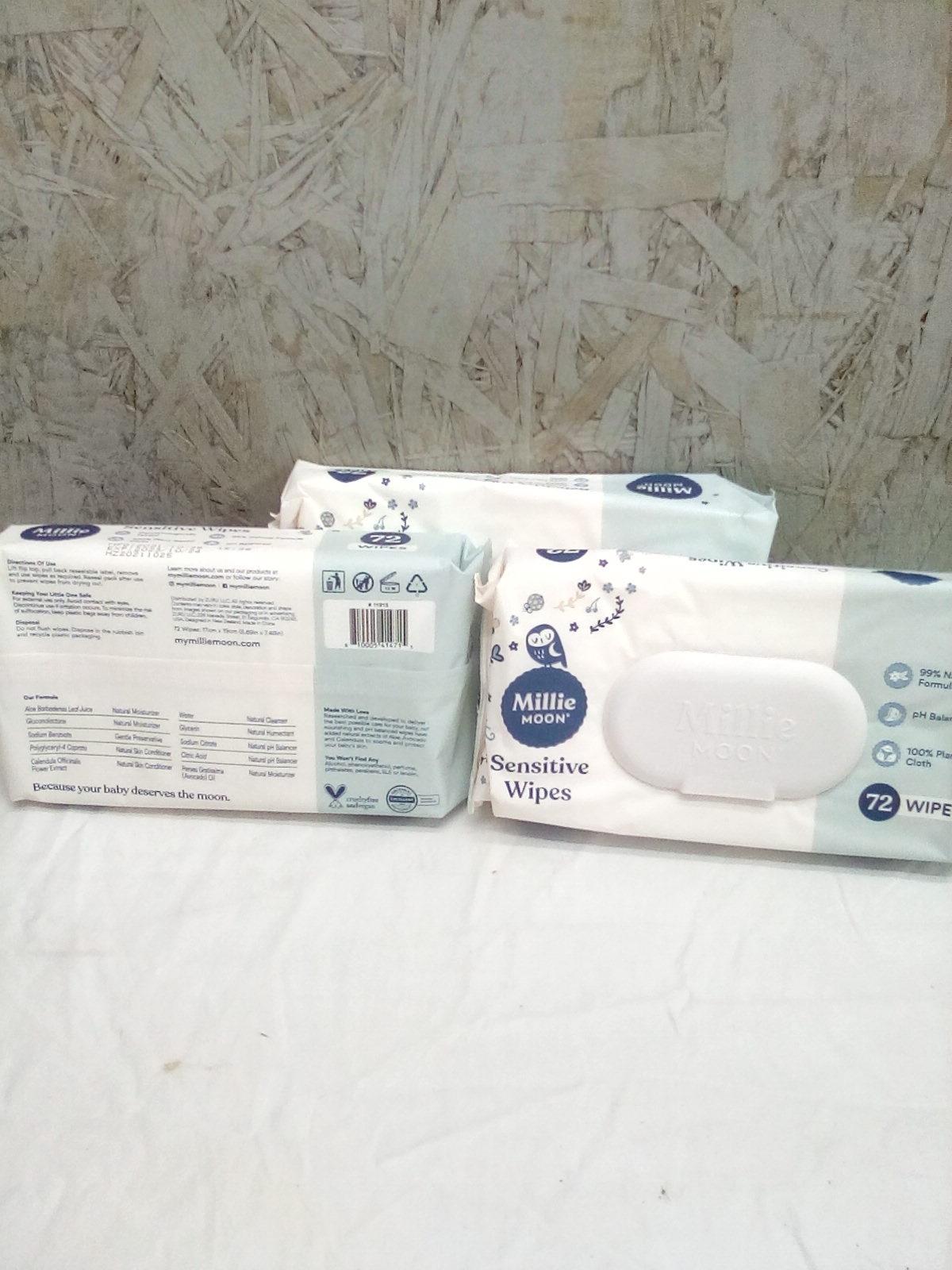 Millie Moon Sensitive Wipes qty 72 wipes x 3