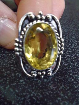 Ladies German Silver & Lemon Quartz Ring