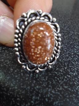 Ladies German Silver & Redstone Ring