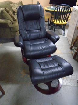 Barca Lounger Leather Reclining Chair w/ Matching Ottoman