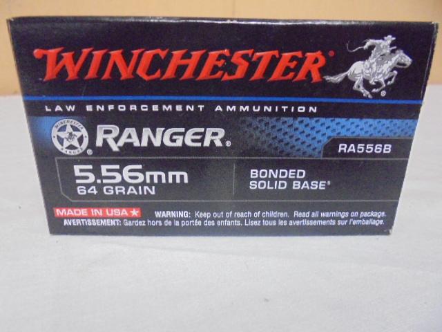 20 Round Box of Winchester Ranger 5.56mm Law Enforcement Centerfire Cartridges