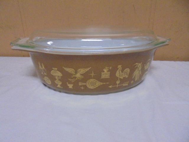 Vintage Pyrex Early American 2 1/2 Qt Covered Casserole Dish W/Lid