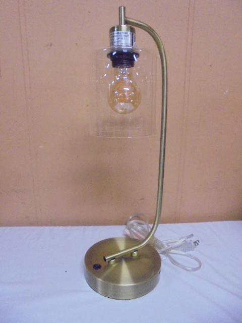 Beautiful Glass Shade Table Lamp / Edison Bulb