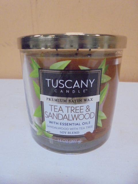 Brand New Tuscany Tea Tree & Sandalwood 3 Wick Jar Candle