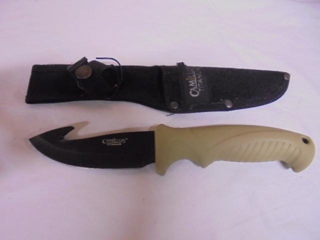 Camillus Titanium Hunting Knife w/Gut Hook and Sheath