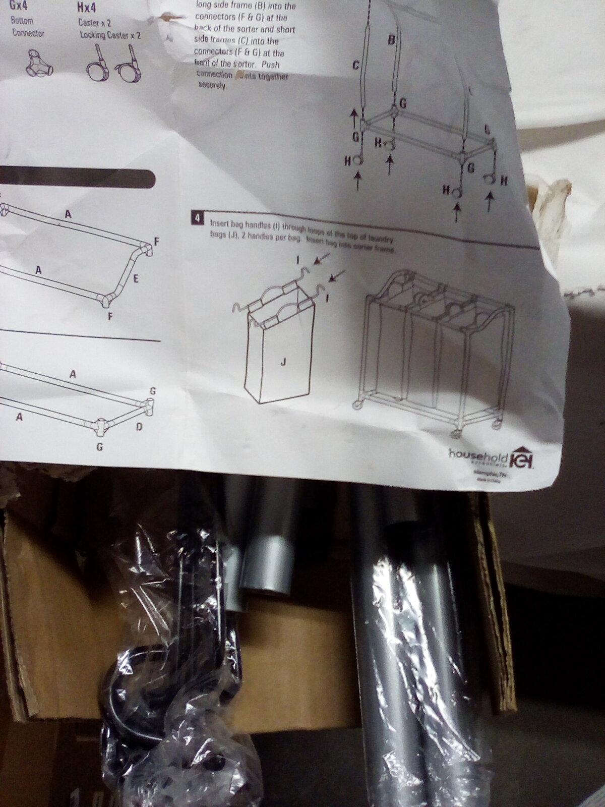 Standup Laundry sorter with instructions