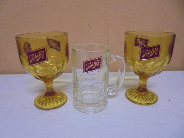 Group of 3 Vintage Schlitz Beer Glass