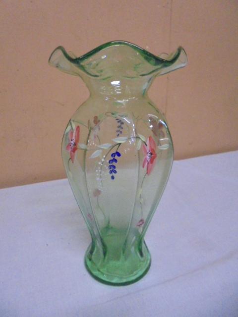 Beautiful Hand Painted Art Glass Vase