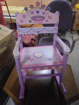 Small Wooden Girls Princess Rocker