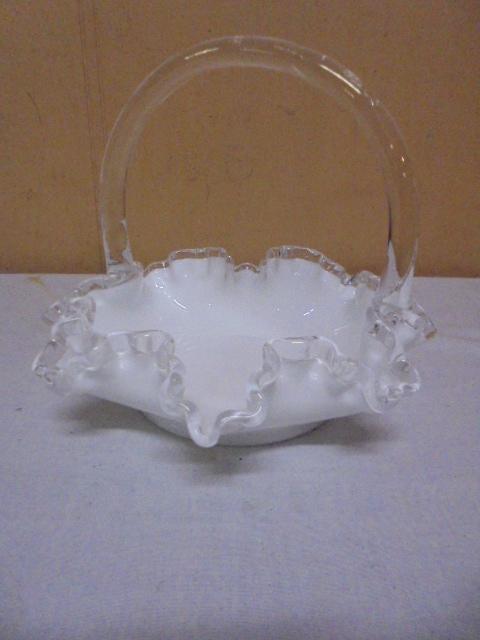 Fenton Silvercrest Ruffled Edge Glass Basket