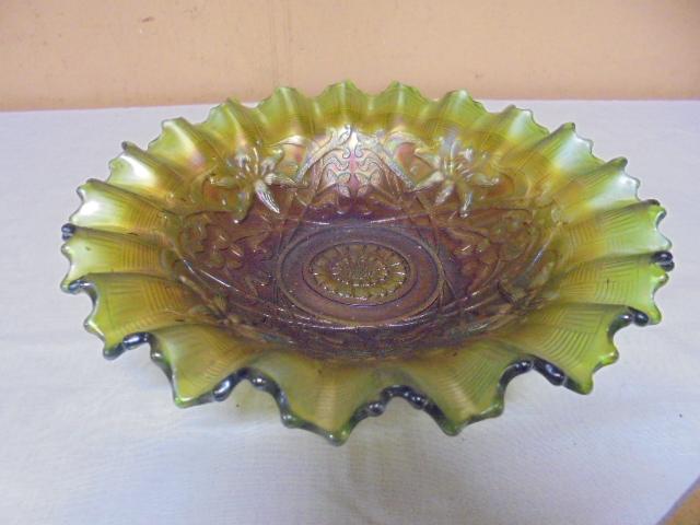 Northwood Green Carnival Wishbone Ruffle Pie Crust Bowl