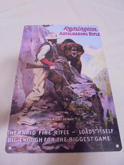 Remington Auto Loading Rifle Metal Advertisement Sign