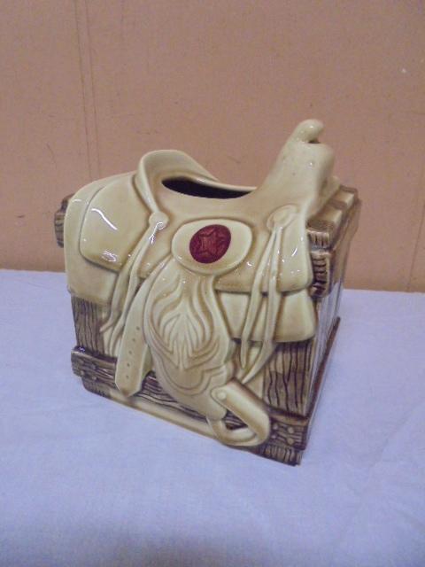 Glazed Pottery Saddle Tissue Box Cover