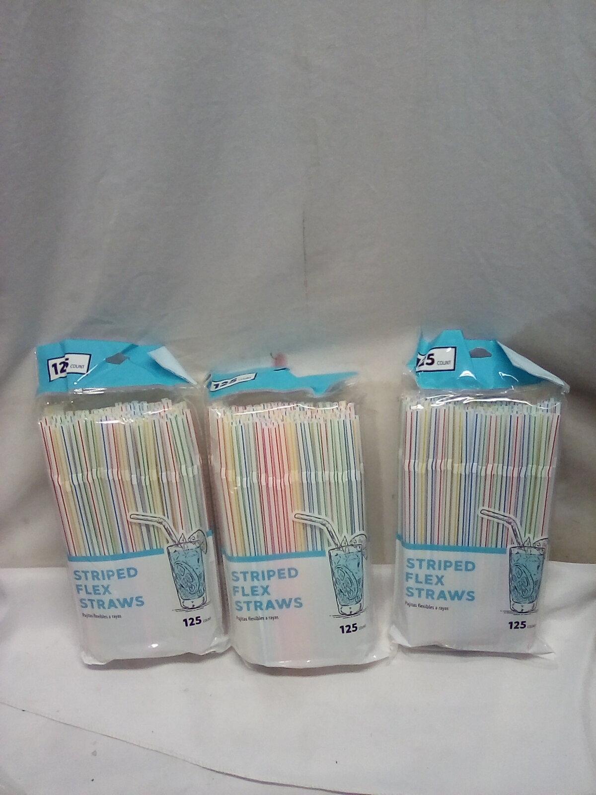 Stripped Flex Straws 125x3