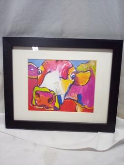 13” x 16” Multicolored Cow Picture.