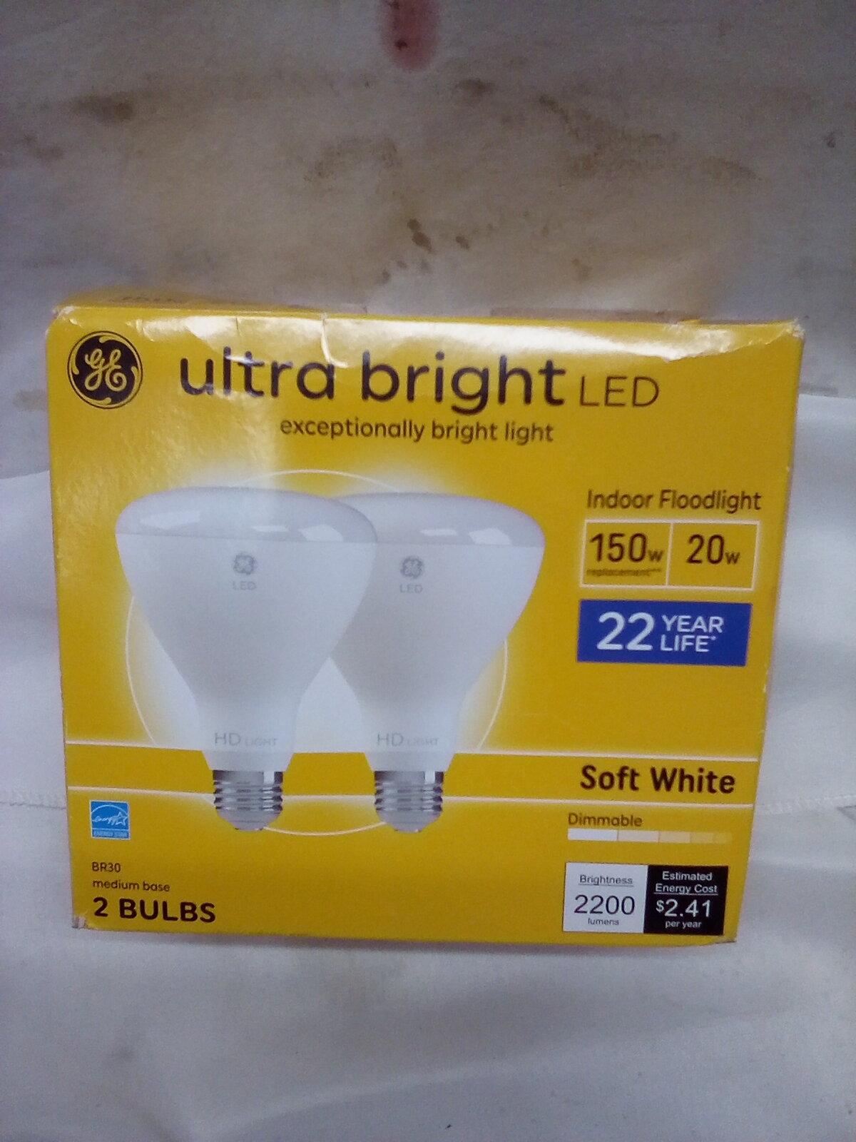 GE Ultra Bright LED 150W Bulbs.