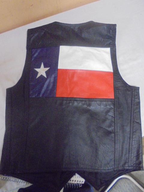 Antelope Creek Leather Vest w/Texas Flag on Back