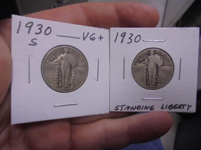 1930 S Mint & 1930 Silver Standing Liberty Quarters