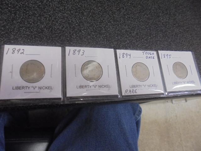 1892-1893-1894-and 1895 Liberty "V" Nickels