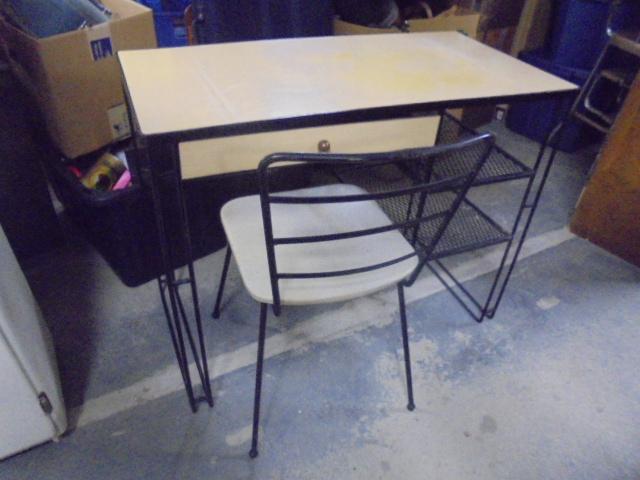 Vintage MCM Iron Desk w/ Matching Chair