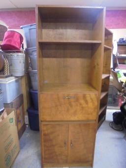 6ft Solid Wood Bookcase w/ Drop Front & Double Doors on Bottom