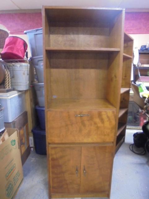 6ft Solid Wood Bookcase w/ Drop Front & Double Doors on Bottom