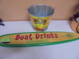 Margaritaville Metal Pail & Wooden Sign