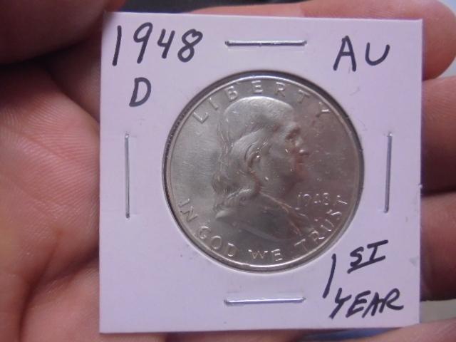 1948 D Mint Silver Franklin Half Dollar