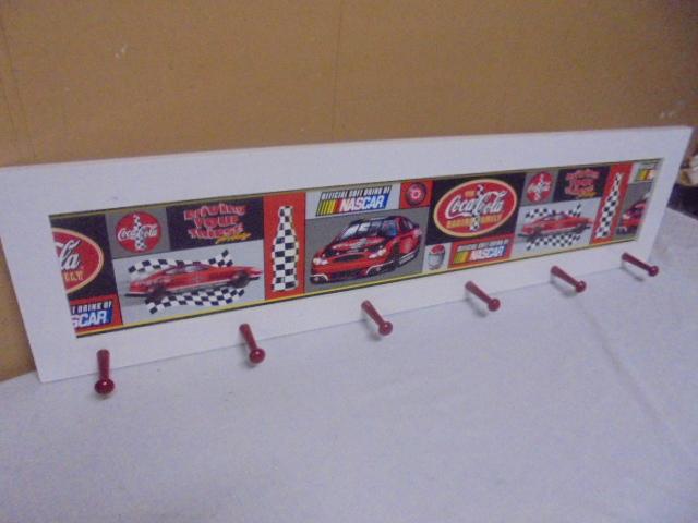 Wooden Coca-Cola Racing Family Wall Coat/Hat Rack