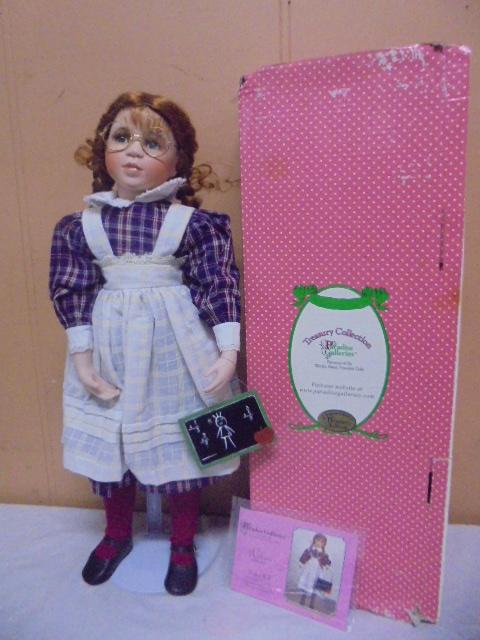 Paradise Galleries "Robin" Porcelain Doll w/ Stand & Certificate