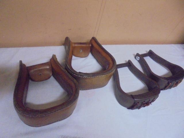 2 Sets of ood & Leather Stirrups