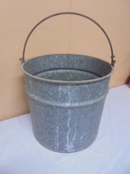 Large Vintage Galvinzed Metal Pail