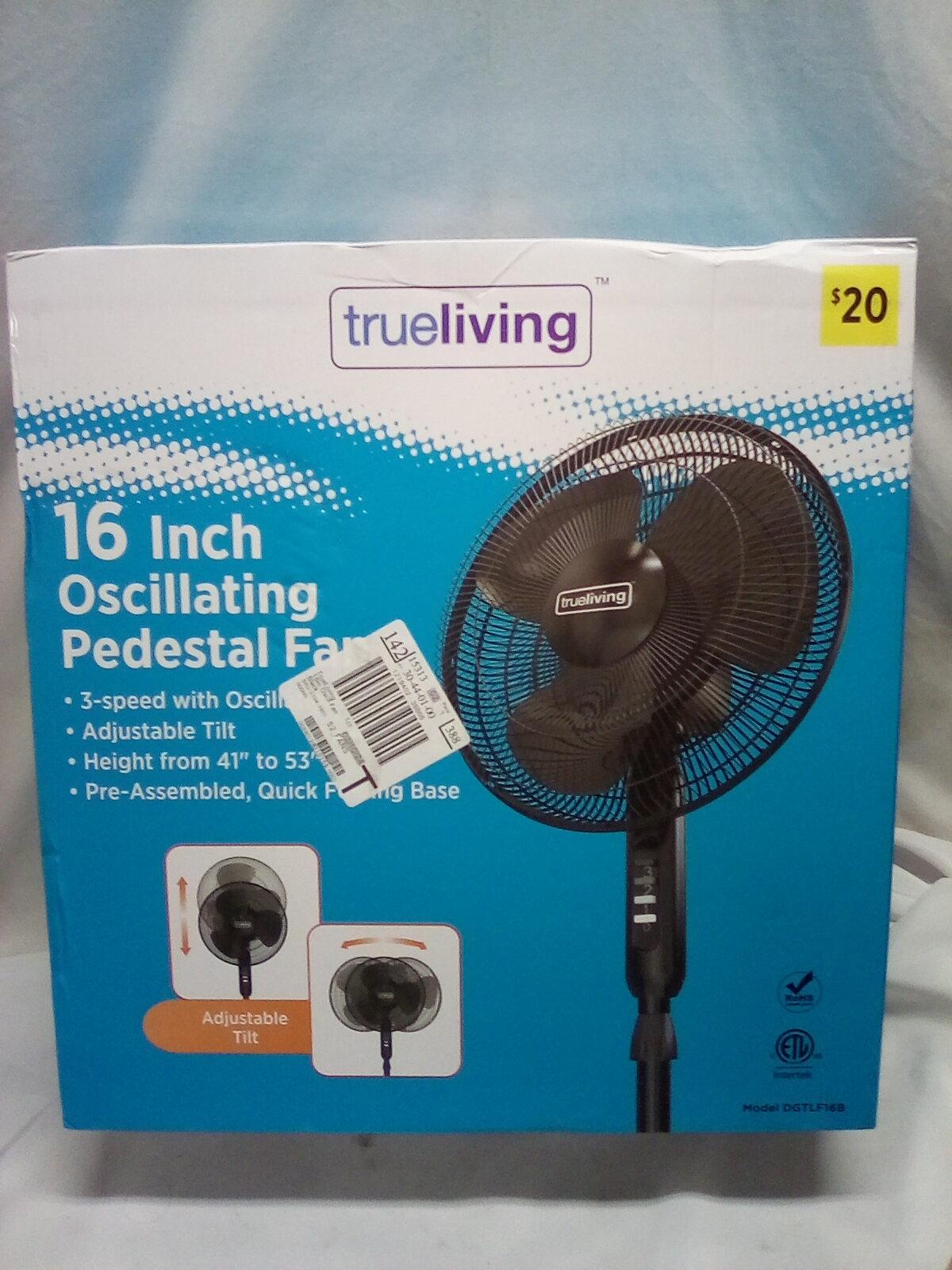 True Living 16” Oscillating Pedestal Fan.