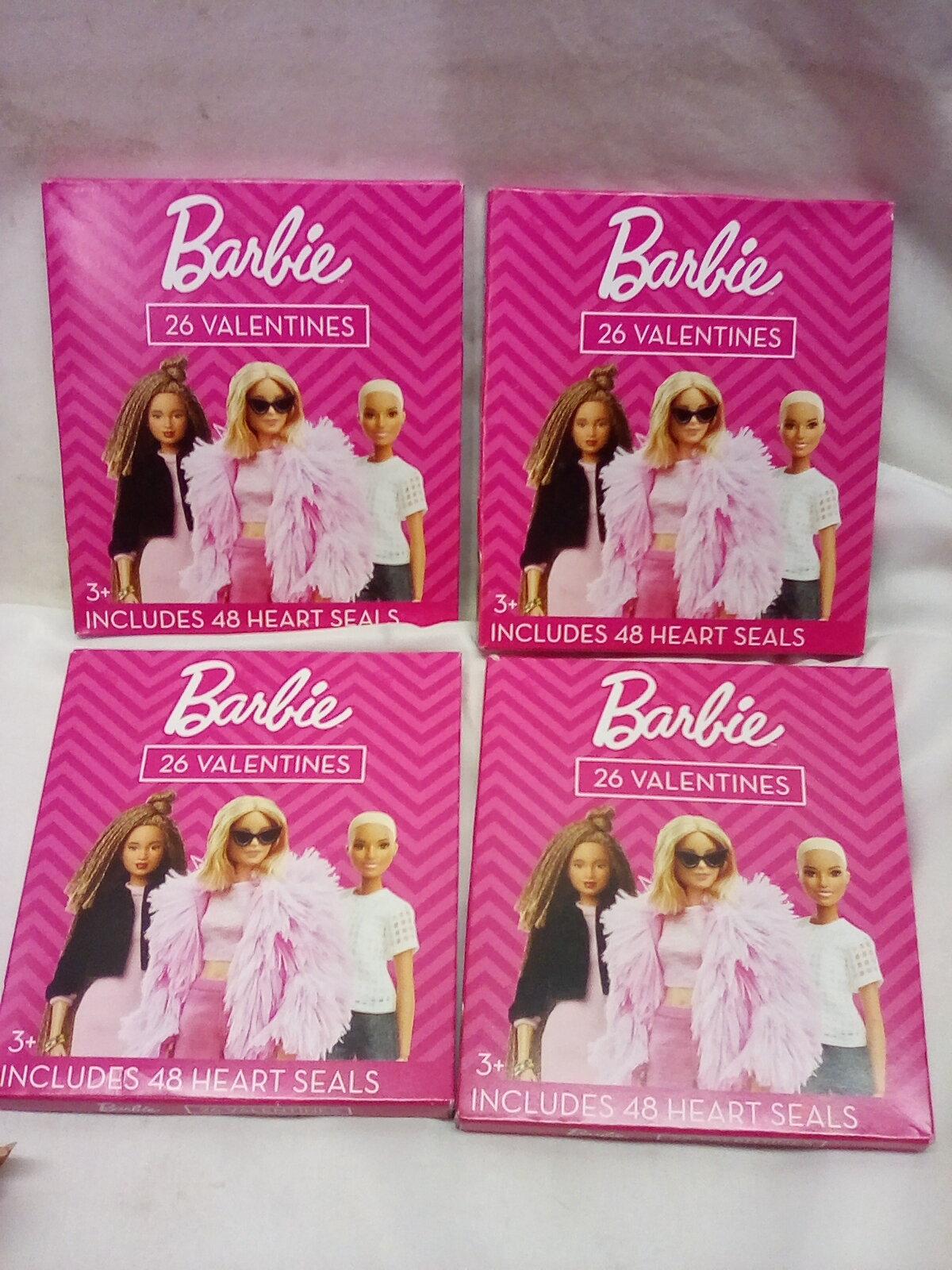 Qty 4- 26 Pack Barbie Valentines.