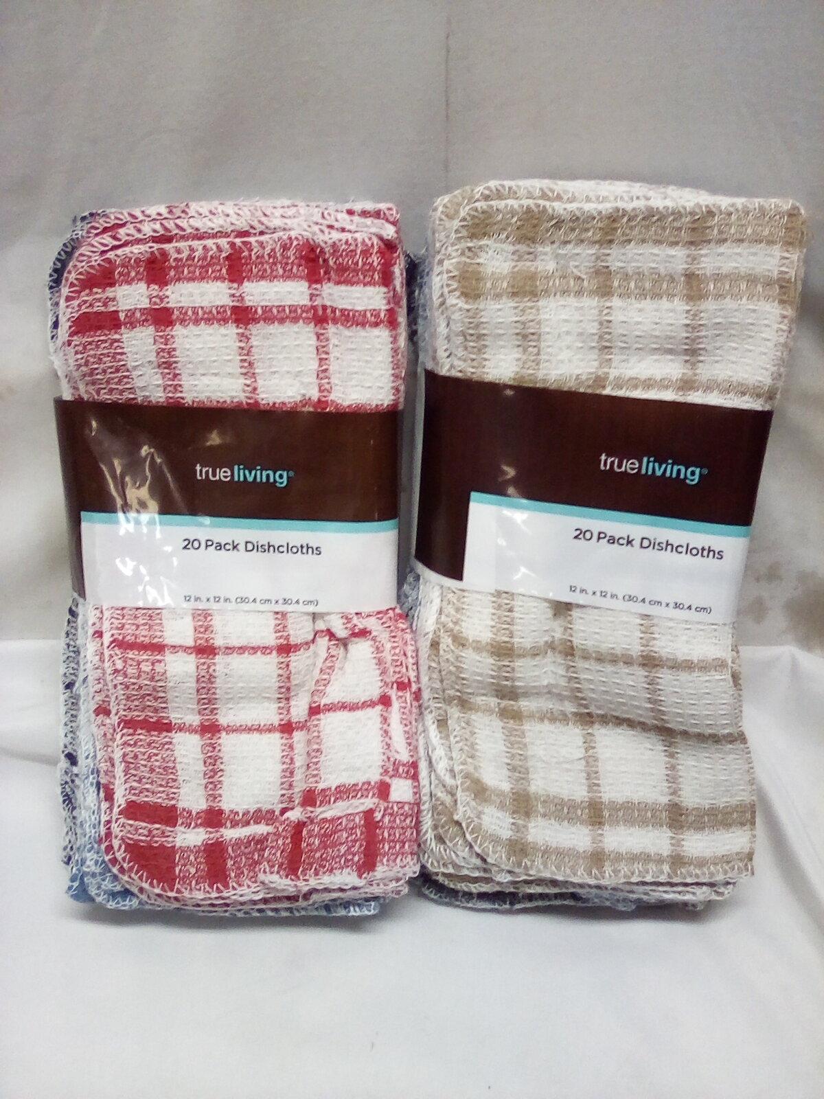 True Living Qty 2- 20 Pack Dishcloths.