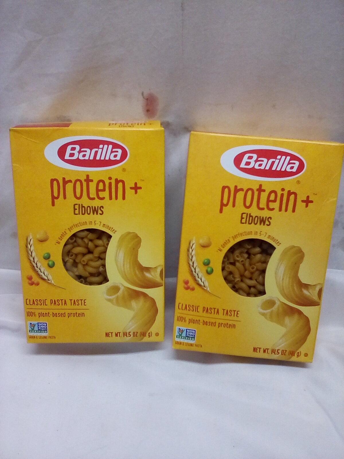 Barilla Protein Pasta Elbows. Qty 2- 14.5 oz Boxes.