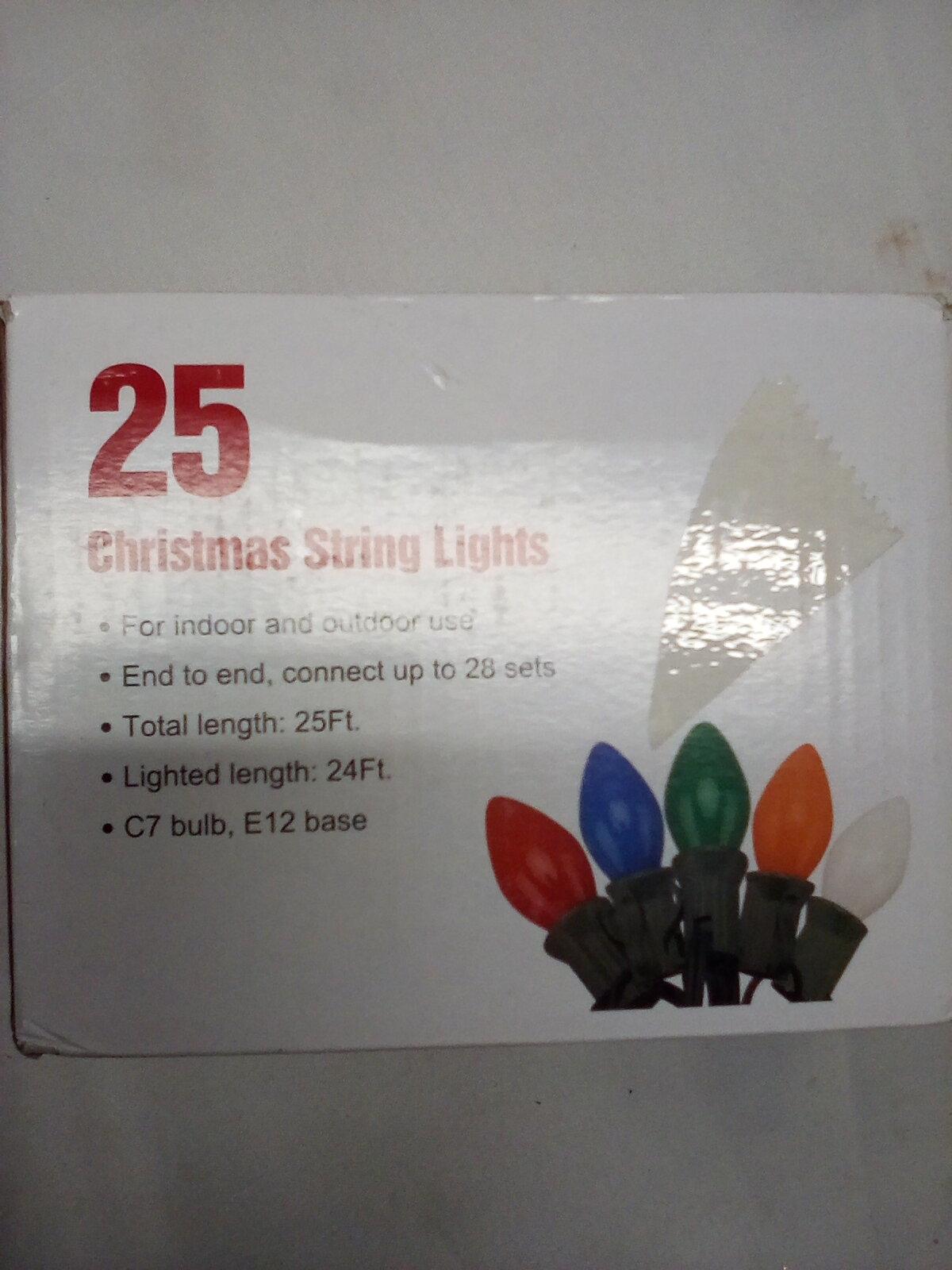 Christmas string lights 25 count, 24ft