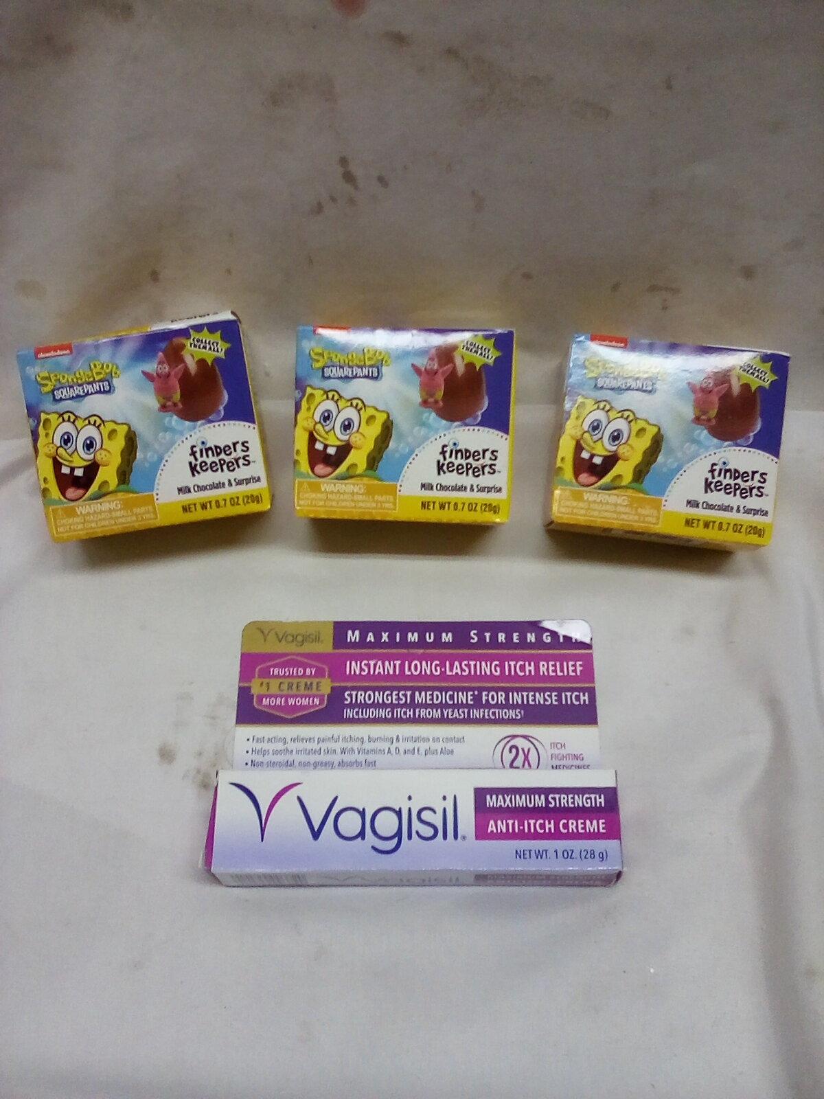 Spongebob Finders Keepers Milk Chocolate Qty 3 & Vagisil