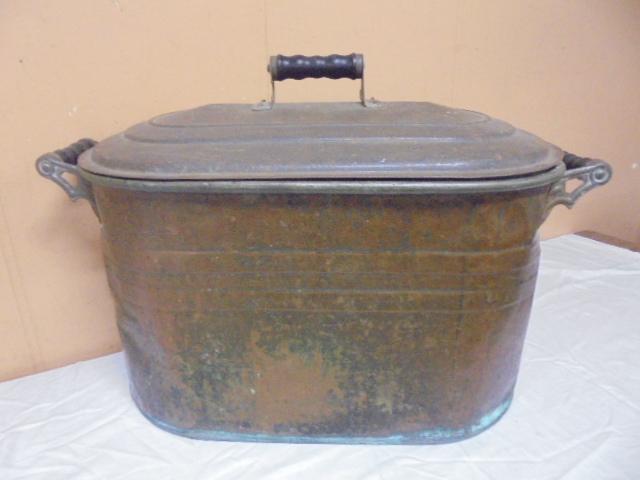 Antique Copper Double Boiler w/ Lid