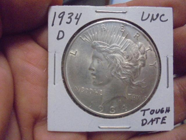 1934 D Mint Silver Peace Dollar