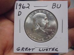 1962 D Mint Silver Franklin Half Dollar